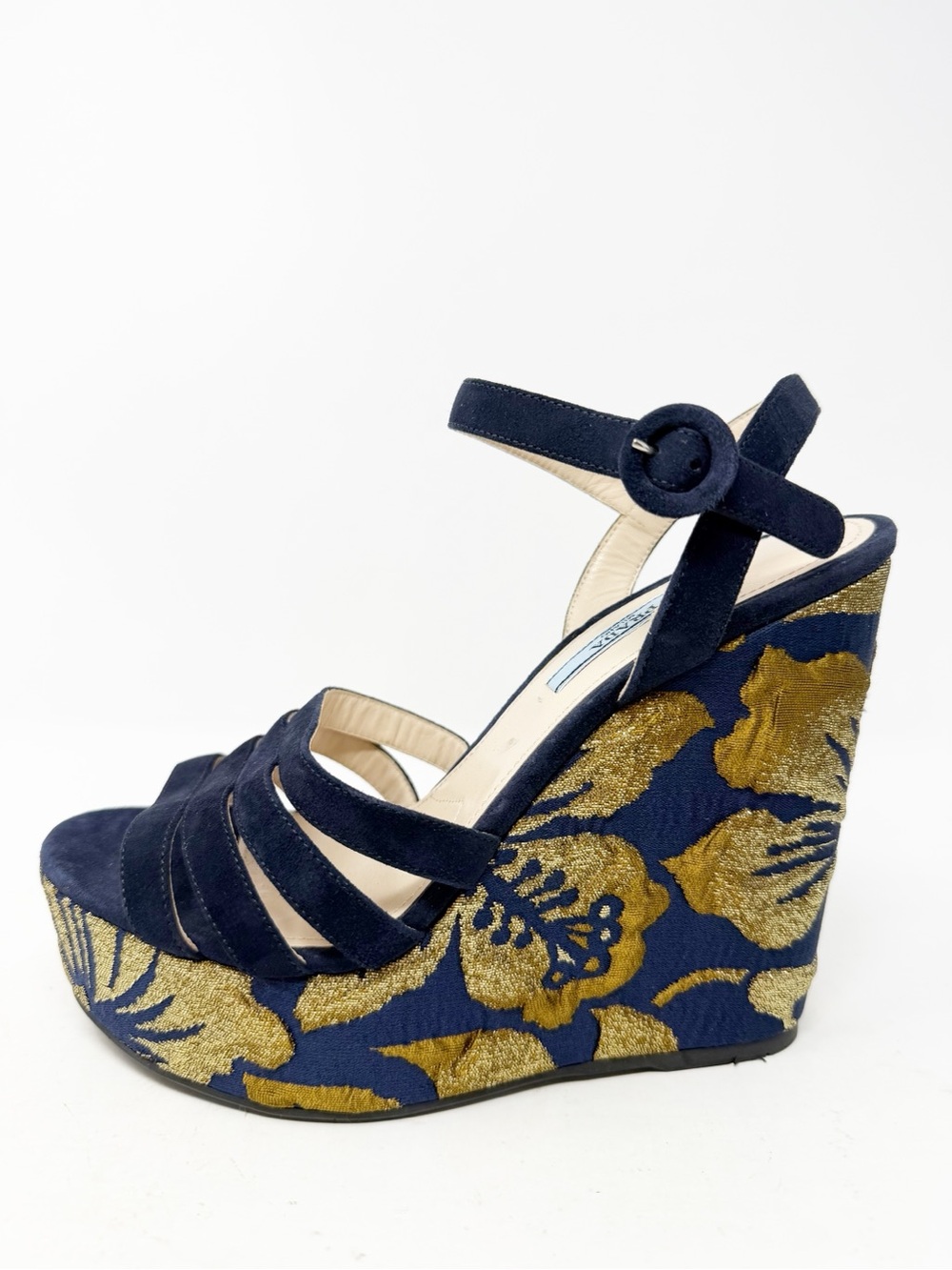 Prada Brocade Platform Wedge Sandals Womens Size EU 37.5 - Picture 8 of 12
